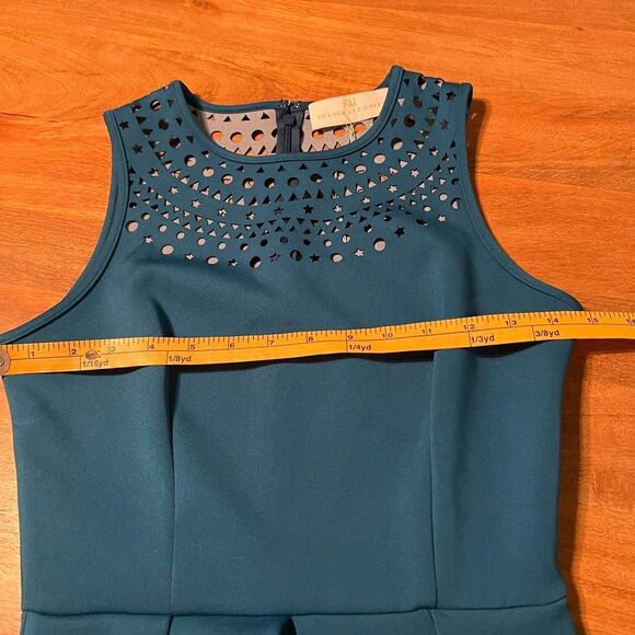 Amanda‎ Uprichard Blue Embellished Pleated A-Line Dress - Picture 8 of 10
